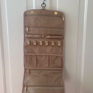 Hanging Travel Jewelry Organizer - Nude Blush with Gold Hardware